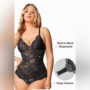 Popilush Shapewear Firm Control Smoothing Full Lace Thong Bodysuit
